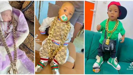 Video of toddler rocking different gold chains sparks mixed reactions: "Pablo don born young Pablo"