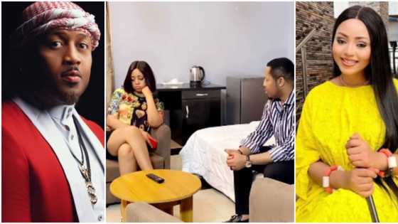 Your child will be white: Funny reactions as Regina Daniels and Mike Ezuruonye play couple roles on movie set