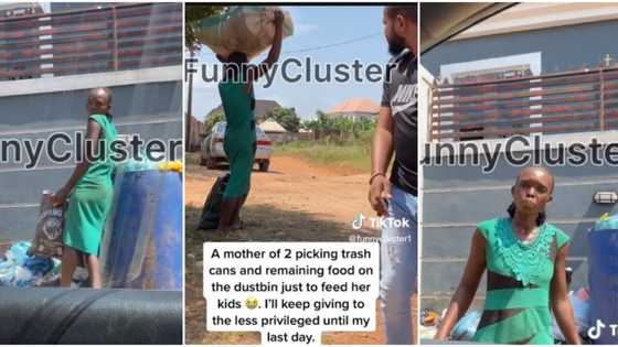 Video shows a single mum of 2 picking trash cans from a dustbin to feed her kids in Delta, many react