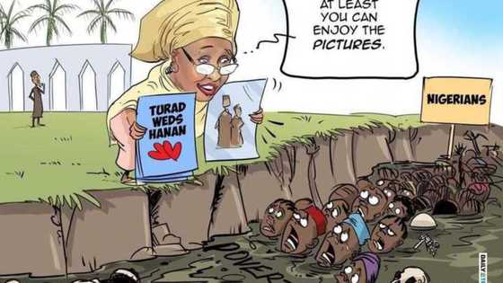 Bikin Hanan: Aisha Buhari ta koka a kan wanda ya yi zanen barkwanci (Hoto)