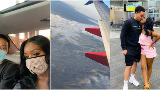 Undying love: Lady hops on a plane with hubby for dinner at his favourite restaurant in California