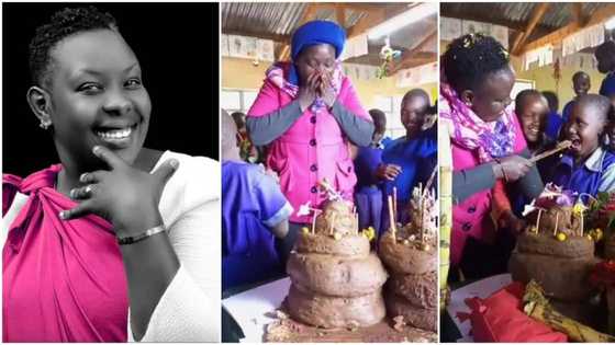 Pupils surprise teacher on her birthday with sugarcane, charcoal, vegetables