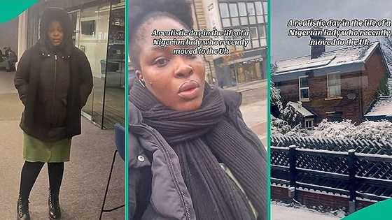 UK-based lady steps out in multiple clothes as snow covers her area, video shows beautiful view