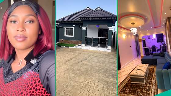 Nigerian lady builds 2-bedroom flat on half plot of land in 1 year, shows off beautiful interior