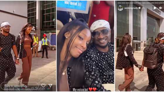 “God abeg”: Paul Okoye and new lover Ivy rock matching outfits as they jet out to South Sudan on Christmas day