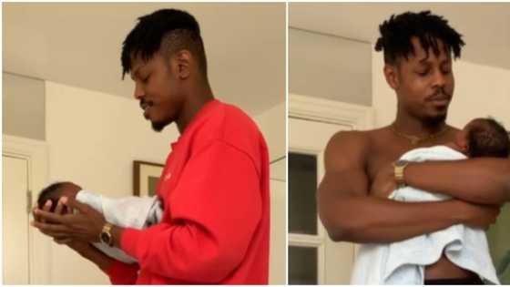 Singer Ladipoe excitedly shares adorable videos as he welcomes newborn baby, fans congratulate him