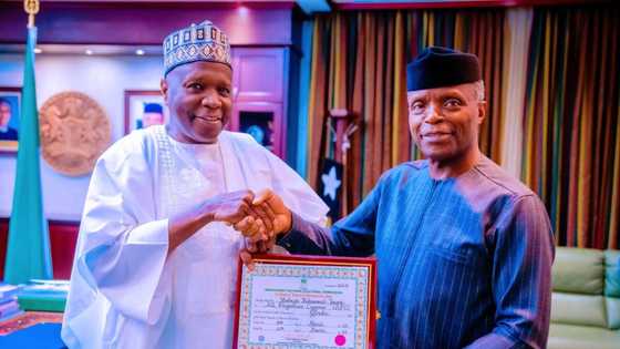 Governors Dapo Abiodun, Inuwa Yahaya visit Osinbajo, present certificate of returns to him