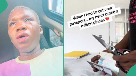 Mourning woman cuts her late husband's passport with scissors, shares reason behind her action