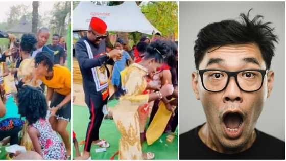 Video captures moment groom abandoned his bride to chase people stealing money sprayed on her, stirs reactions