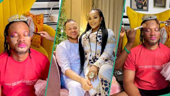 Uche Ogbodo's daughters give husband facelift with makeup in hilarious video: “Princess daddy”