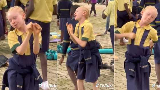 "She no send your mama": Albino girl with clean skin dances stylishly at school party, video trends