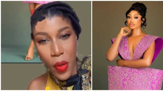 Lady blasts Christy O's stylist over BBNaija star's purple look, Nigerians react