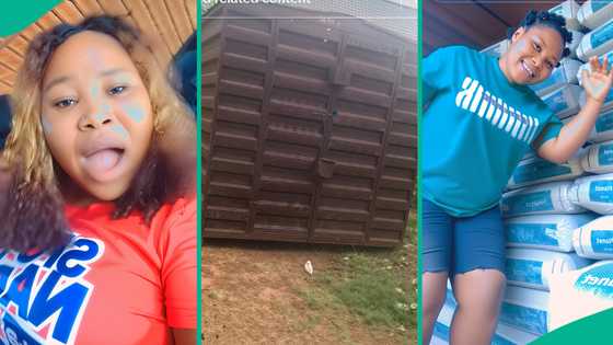 Nigerian lady who went to Libya to work as nanny succeeds, returns and opens cement shop