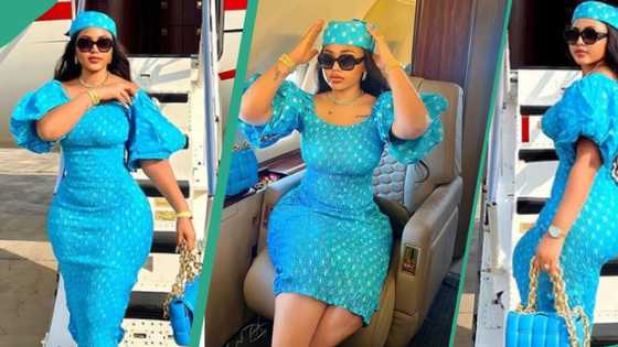 Regina Daniels shimmers in wealth as she flies out in husband's private jet to visit her hometown