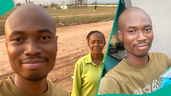 Photos as 500-level student who shaved his head receives anointing oil, foodstuffs, from mother