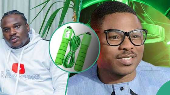 "It's not funny till table turns": Isbae U gifts Yinka Ayefele skipping rope on his show, fans react