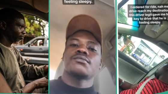 "Men dey try": Passenger drives car after Bolt driver complained he was feeling sleepy, video trends