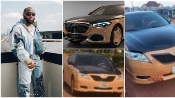 "OBO don cause wahala!" Reactions as Clip of people imitating Davido's Maybach Mercedes with Toyota goes viral