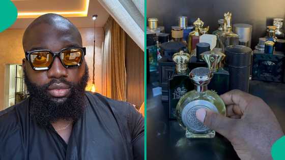 Opeyemi Famakin flaunts his expensive perfume collections: "No man in Lagos smells better than me"