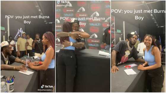 "He's so cute": Moment Nigerian lady met Burna Boy, asked for his signature in video