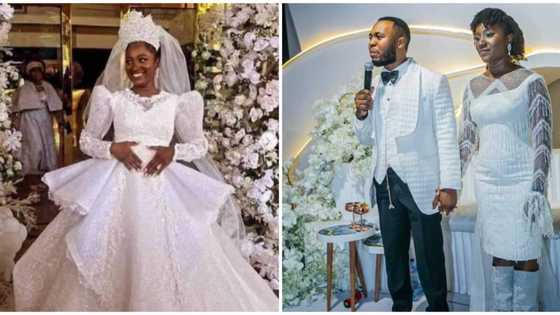 Reactions as Deborah Enenche rocks boots at wedding reception: "Debby and boot na 5&6"