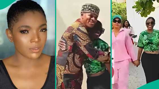 Annie Idibia makes 1st public appearance as man happily hugs her, Regina Daniels spotted in video