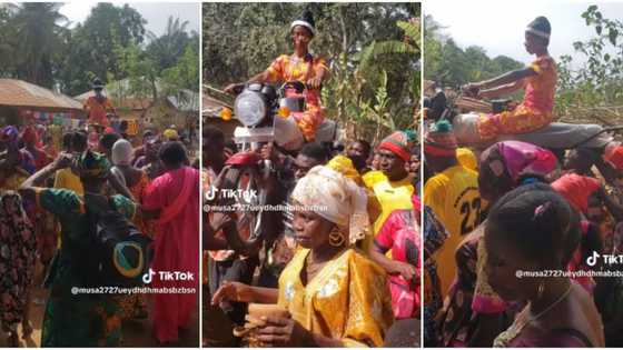 "When you're the first to buy a motorcycle": Proud villagers carry lady around and dance over her new bike