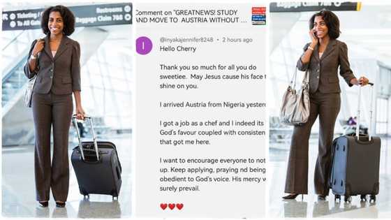 "I have arrived": Lady travels from Nigeria to Austria, gets job immediately, posts success story