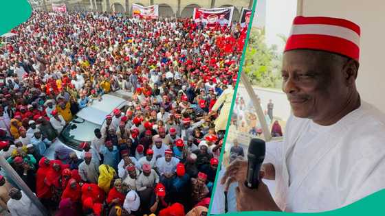Photos: Mammoth crowd storms Kwankwaso’s Kano residence in show of solidarity