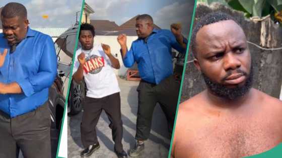 "BabaJ Don Win": Drama as Don Jazzy steals Sabinus' outfit, jumps on Nasboi's challenge, clip trends