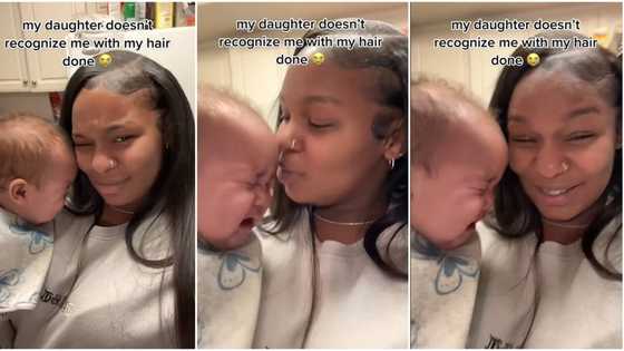 Baby cries for 45 minutes after failing to recognise her mum because she made new hair, TikTok video trends