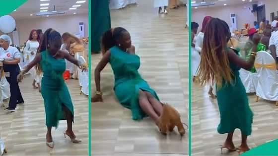 Party guest crashes to ground while dancing on heels, refuses to back down, people react