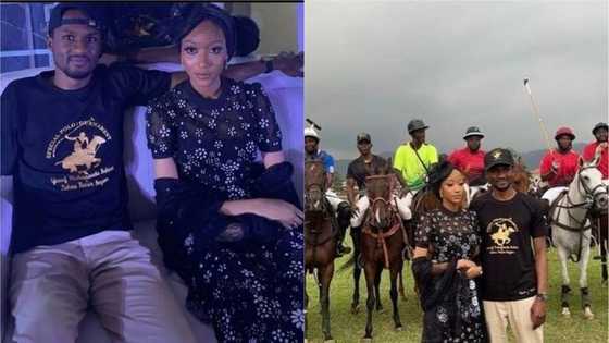 Hotunan Ango Yusuf Buhari da amarya Zahra Bayero yayin wasan Polon bikinsu