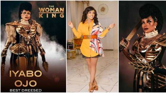 “If you no win am, we for burst bottle”: Iyabo Ojo bags best-dressed title at Woman King premiere, fans react