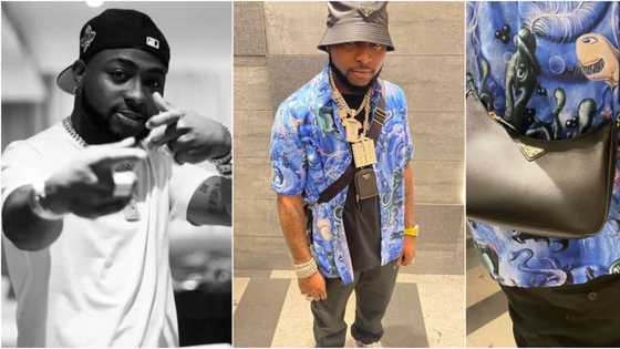 Davido shows off heavy diamond jewelries, female bag days after Burna Boy flaunted his