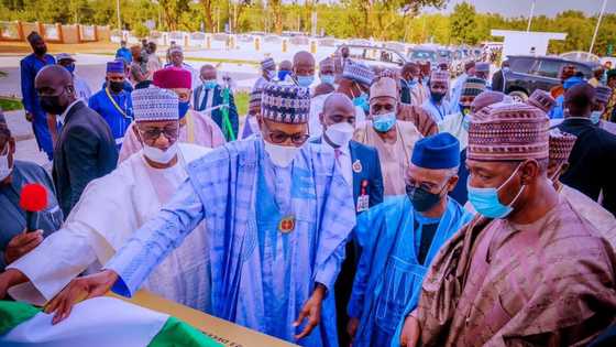 Photos emerge as Buhari visits Borno state, commissions new projects, commends Zulum for remarkable work