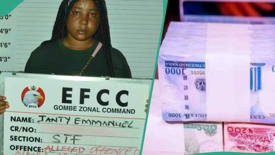 EFCC arrests another woman in Gombe for 'spraying' N1,000 notes, shares photo