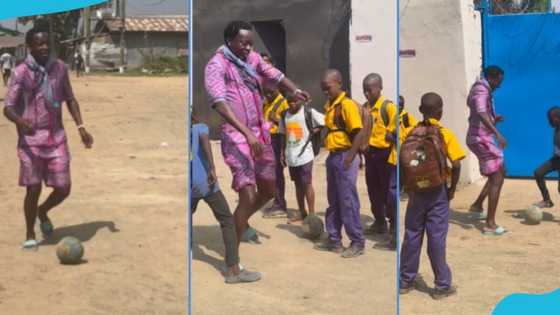 AFCON 2023: Michael Blackson plays football on the streets with little kids, video warms hearts