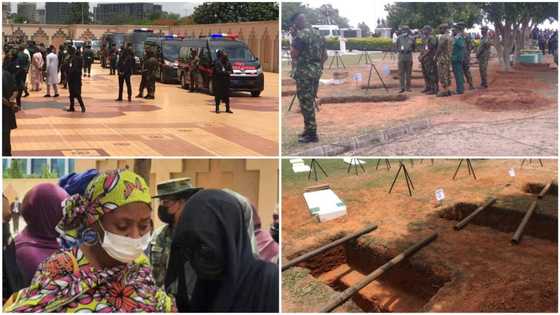 Tears as late COAS Attahiru, 10 other officers are laid to rest, photos, video show burial ceremony