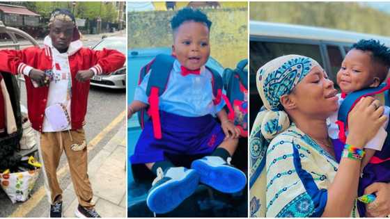 Singer Portable calls son Ali as he goes to school, fans gush over adorable photos of little boy in uniform