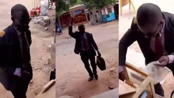 Meet the man who wears suit and tie along with briefcase to sell puff puff