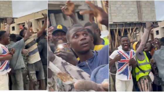 Bricklayers hustling for urgent 2k excited to meet singer Qdot, surround him for pictures, artiste reacts