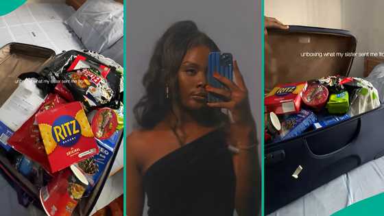Lady shares what her sister in UK sent to her, unpacks box filled with chocolates and other items