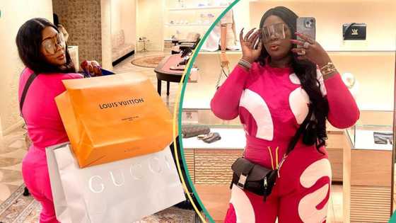 "With all d money, u still no fine": Fans blast Eniola Badmus for displaying designer shopping bags