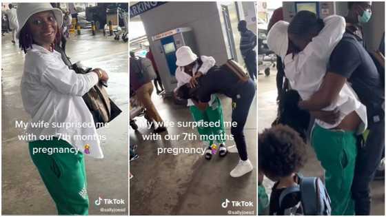 Video captures moment husband suddenly saw his wife with 7 months old pregnancy at airport