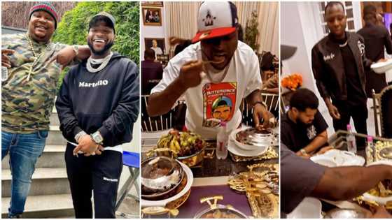 OBO no dey diet again: Cubana Chiefpriest prepares table of exquisite dishes for Davido and crew members