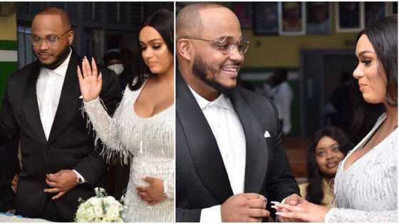 Chioma, Bovi, Davido, others storm Sina Rambo's page as he weds lover in Lagos court, shares photos