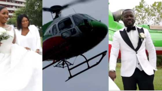 Bride makes great statement, video shows her arriving wedding in helicopter