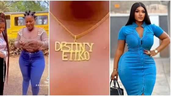 Destiny Etiko expresses excitement as fan gifts her customized neck chain, shares video, netizens react