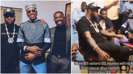 “Mad oo”: Nigerians excited as Davido reunites with his Ke Star dancer and BBNaija celeb Hermes in viral video